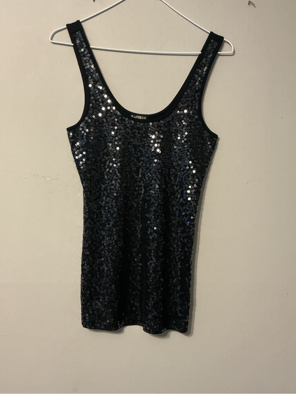 Express Black Sequin Tank Top